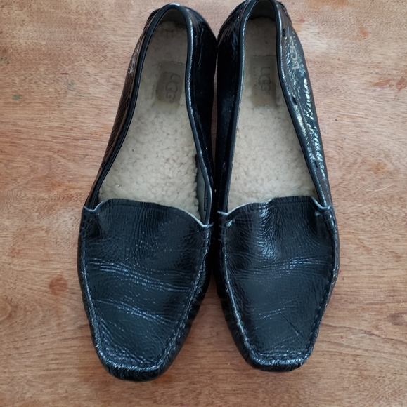 Black Leather UGG Loafers - Picture 1 of 10
